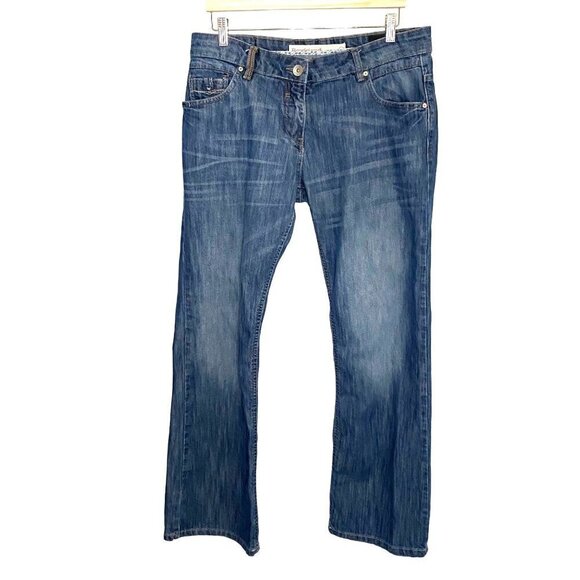 Next Wide Leg Baggy Boyfriend Jean Women's Size 14R Retro Y2K Academia Comfort‎ - Picture 2 of 11